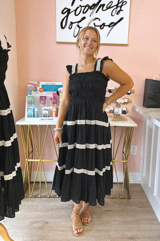 Villa Tiered Midi Dress - Boutique EllaPar