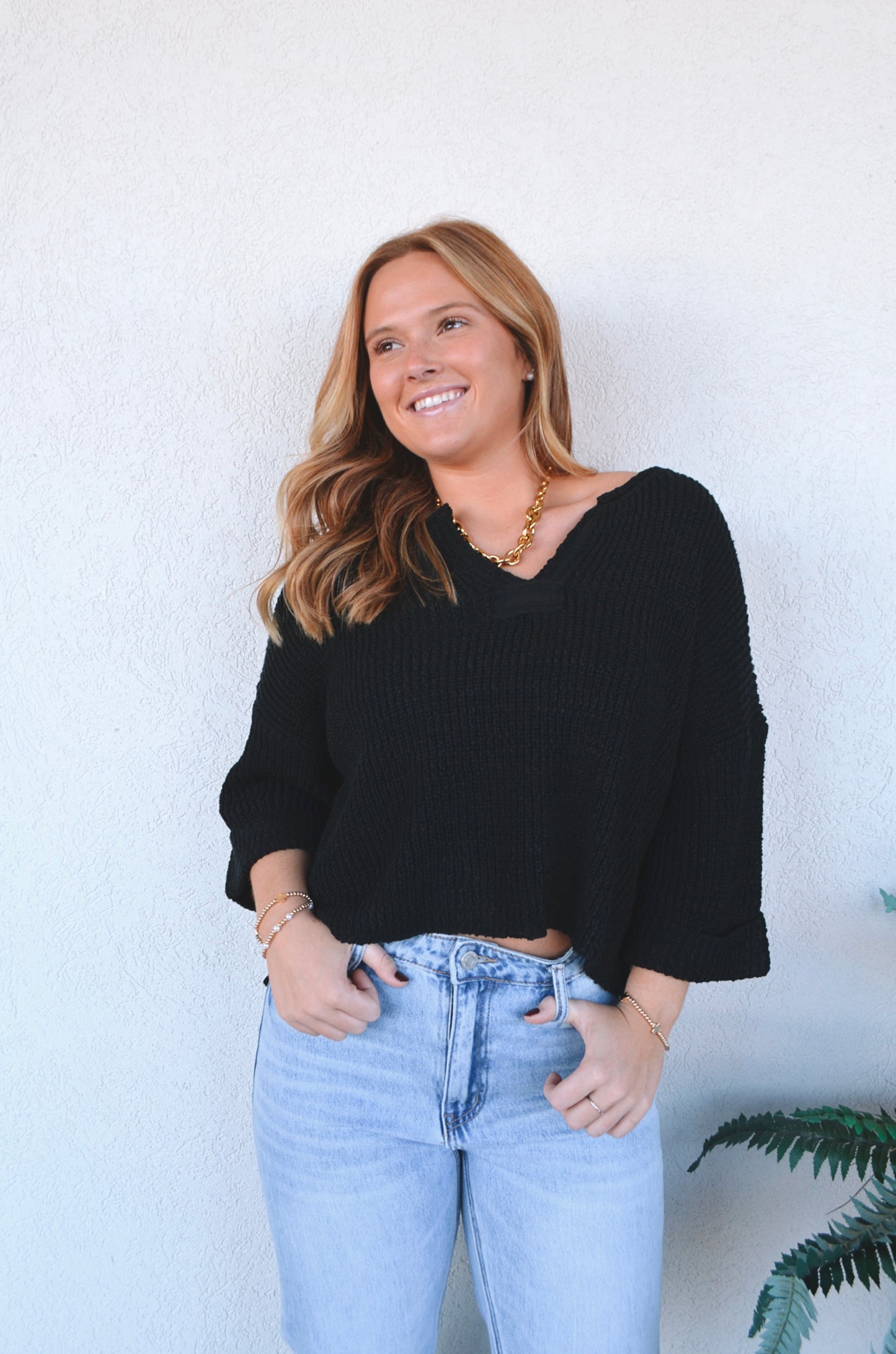 Landon Split-Neck Sweater