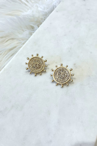 Crest Coin Earrings - Boutique EllaPar
