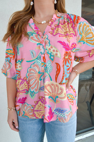 Coraline Half Button-Down Top - Boutique EllaPar