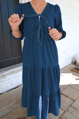 Della Denim Midi Dress - Boutique EllaPar