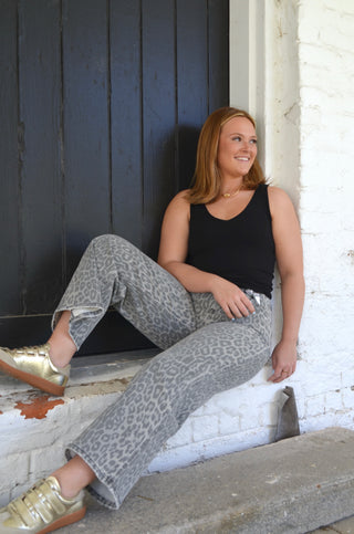 Leopard Wide Leg Jeans - Boutique EllaPar