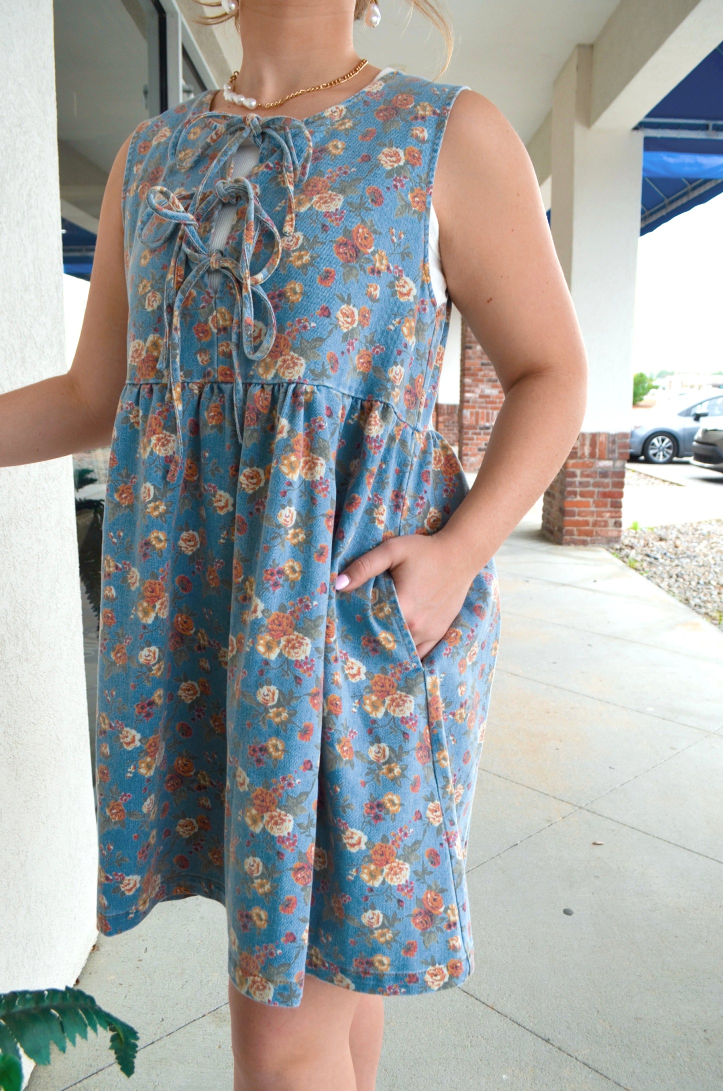 Eloise Denim Mini Dress - Boutique EllaPar