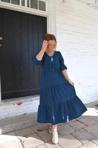 Della Denim Midi Dress - Boutique EllaPar