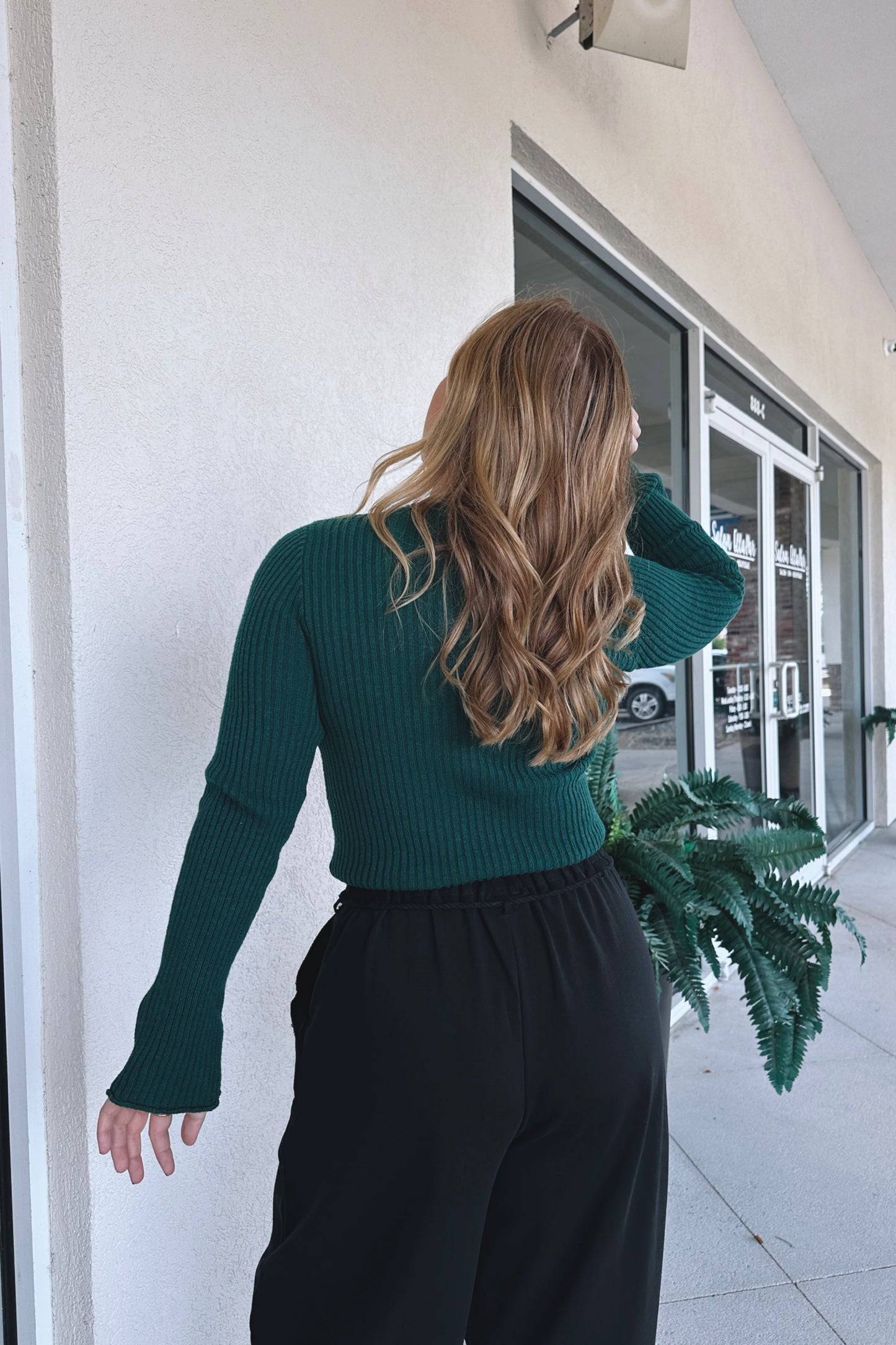 Evergreen Ribbed Top