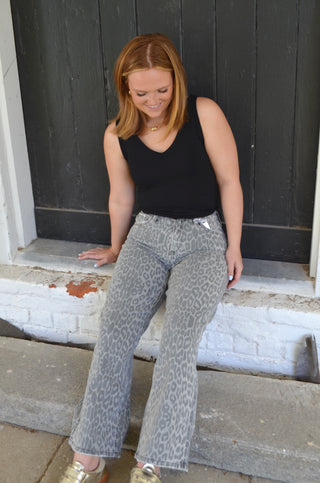 Leopard Wide Leg Jeans - Boutique EllaPar