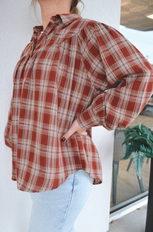 Scarlett Plaid Button-Up