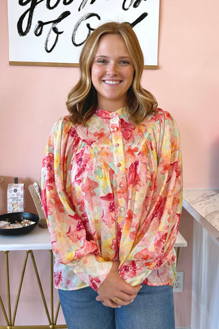 Sofia Watercolor Blouse - Boutique EllaPar