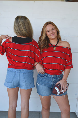 Game Day Striped Top - Boutique EllaPar