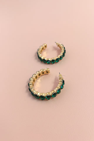 Emerald Glass Hoops - Boutique EllaPar
