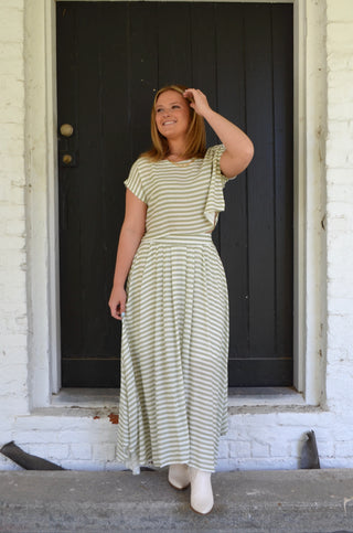 Sawyer Striped Midi Skirt - Boutique EllaPar