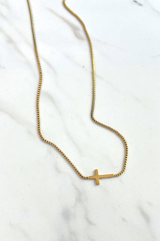18K SS Cross Necklace