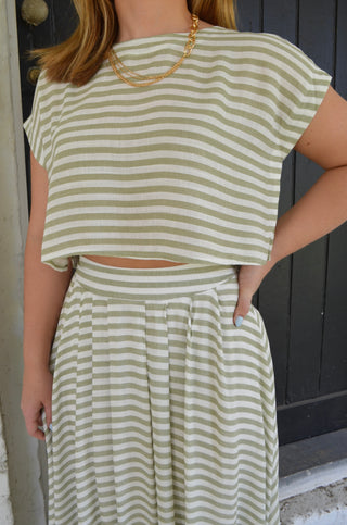 Sawyer Striped Midi Skirt - Boutique EllaPar