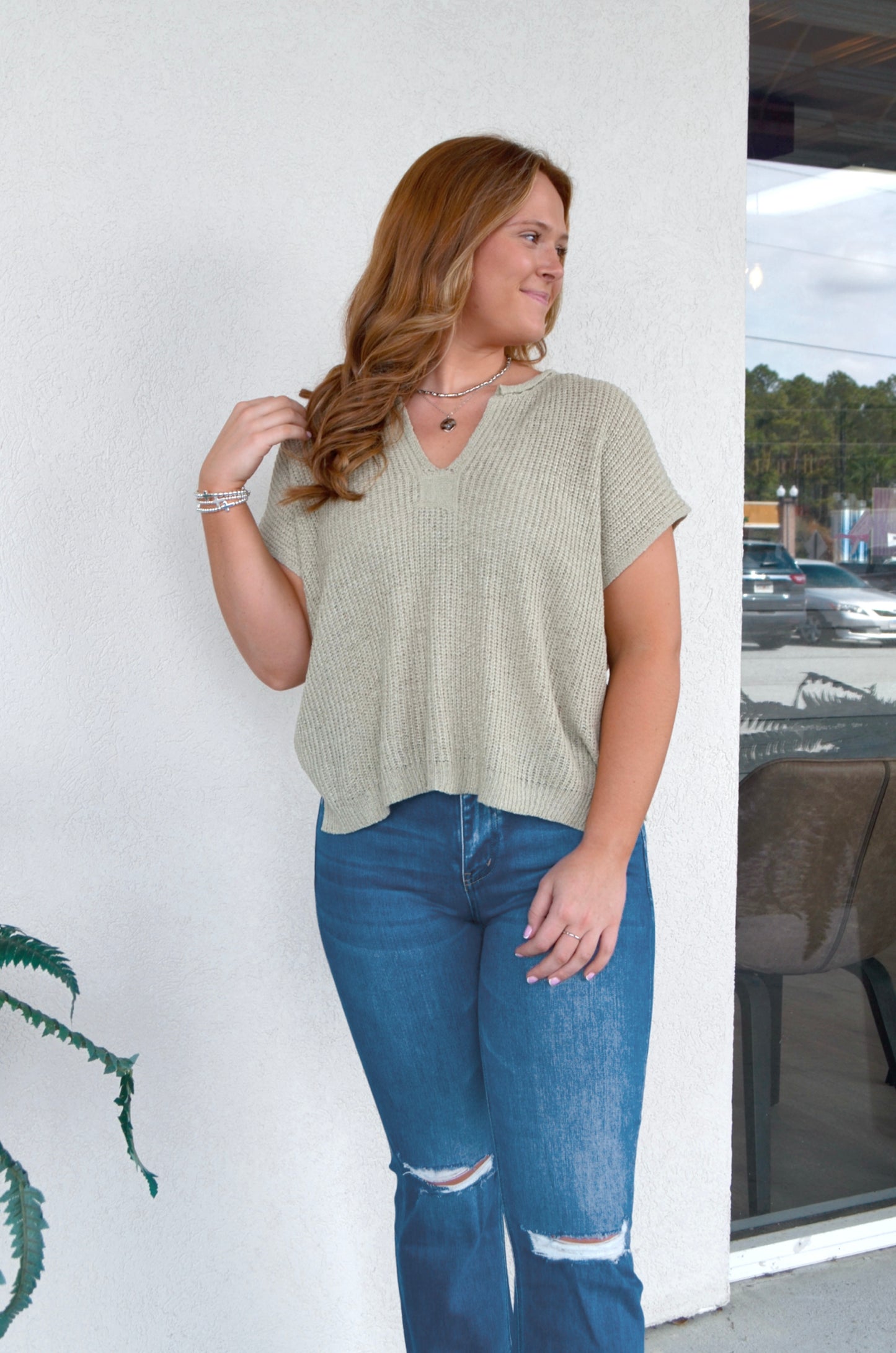 Stassy Split Neck Top