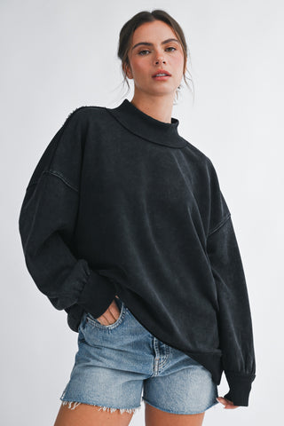 Charming Mock Neck Sweatshirt - Boutique EllaPar