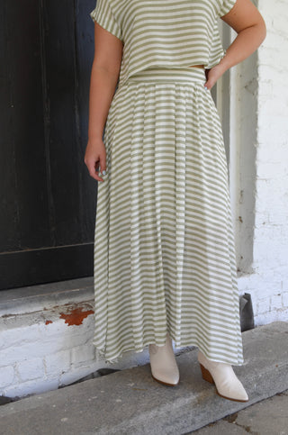 Sawyer Striped Midi Skirt - Boutique EllaPar