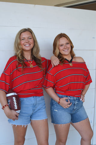 Game Day Striped Top - Boutique EllaPar