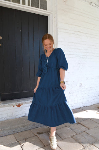 Della Denim Midi Dress - Boutique EllaPar