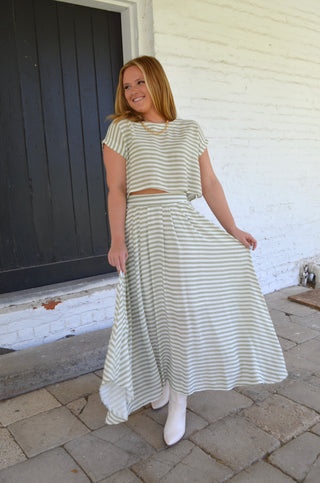 Sawyer Striped Midi Skirt - Boutique EllaPar