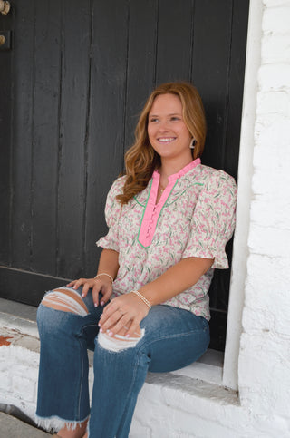 Ginny Smocked Sleeve Top - Boutique EllaPar