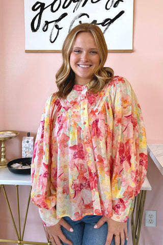 Sofia Watercolor Blouse - Boutique EllaPar