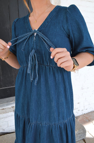 Della Denim Midi Dress - Boutique EllaPar