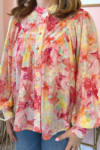 Sofia Watercolor Blouse - Boutique EllaPar