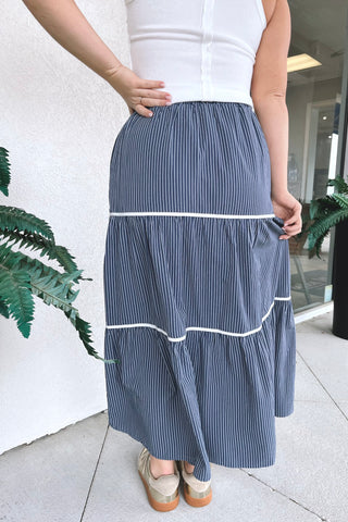 First Mate Striped Skirt - Boutique EllaPar