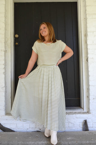 Sawyer Striped Midi Skirt - Boutique EllaPar