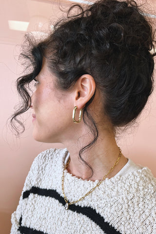 18K Oval Hoops - Boutique EllaPar