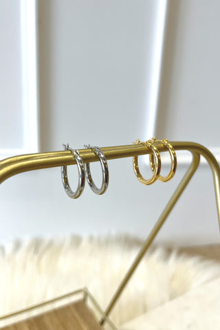 14K Pin Catch Hoops - Boutique EllaPar