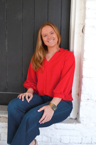Valerie V-Neck Blouse - Boutique EllaPar