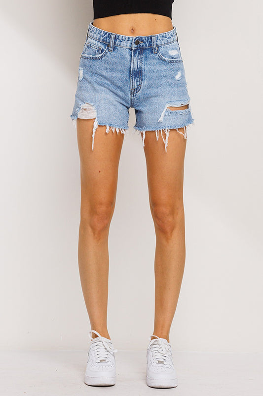 High-Rise Distressed Short
