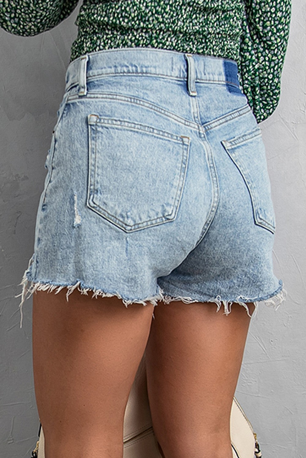 Sky Distressed Shorts